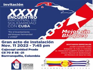 Lee más sobre el artículo Instalarán en Colombia Encuentro de Solidaridad con Cuba