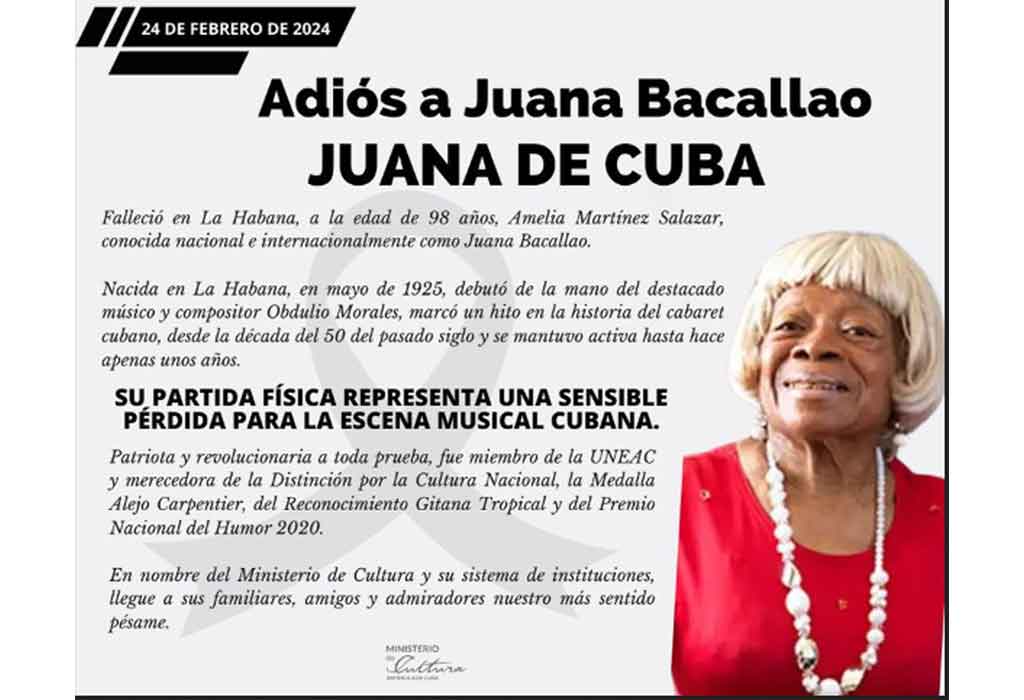 En este momento estás viendo Cuba despide a Juana Bacallao, la mujer espectáculo