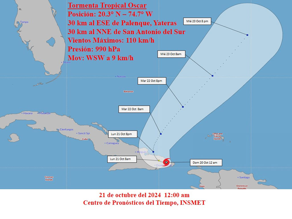 En este momento estás viendo Huracán Oscar se debilita a tormenta tropical en oriente de Cuba