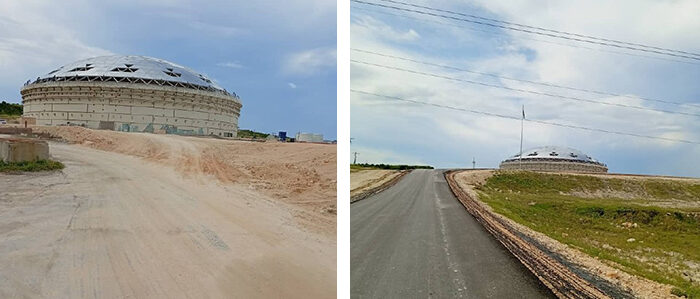 En este momento estás viendo Dome placed on new tank at Matanzas Supertanker Base