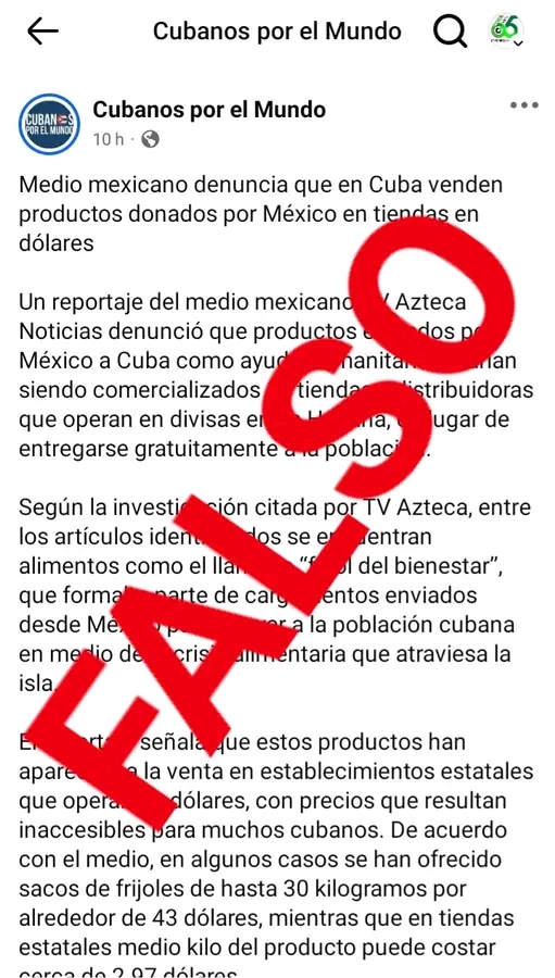 MINCIN desmiente noticia falsa sobre venta de donativos de México