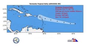 Aviso de ciclón tropical No. 3: Dolly se disipa sobre las aguas del Atlántico Central