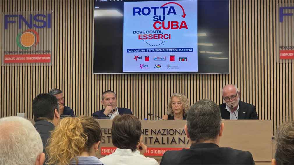 En este momento estás viendo Denuncia del bloqueo estadounidense une a delegación italiana rumbo a Cuba